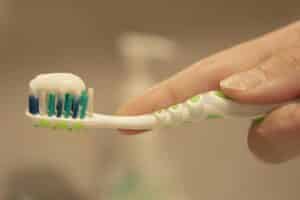 Toothpaste on a tooth brush